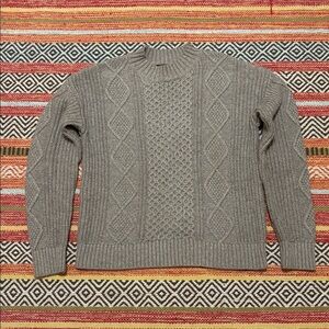 Banana Republic Fisherman Sweater Cotton/Wool Beige/Grey Size Medium